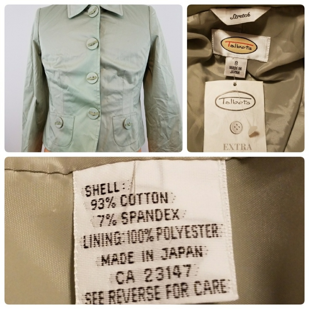 Talbots Light Green Stretch Cotton Shaped Fit Snap